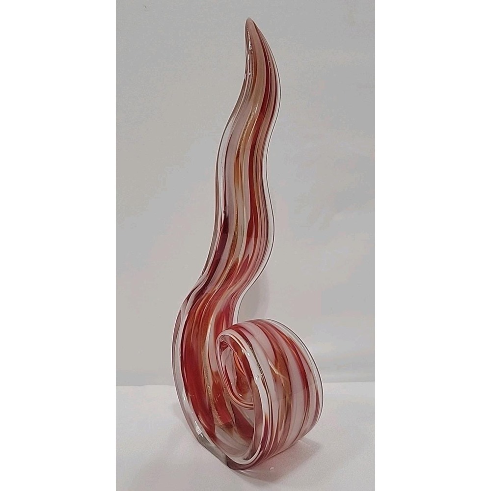 Vintage Merano-Style Hand Blown Glass Sculpture, Flame/Swirl Design, 11.5"